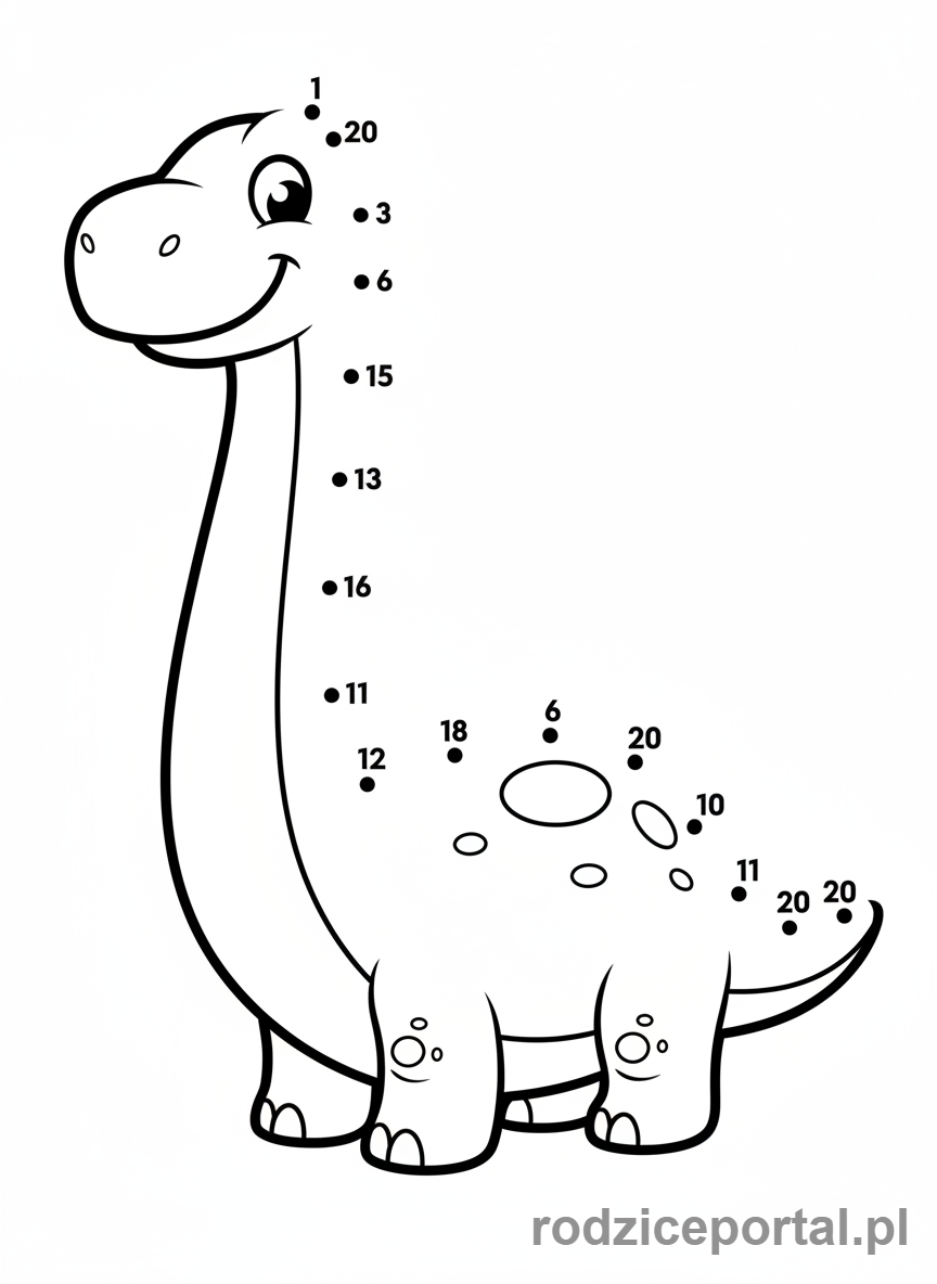 Kolorowanka Zadania Dla Dzieci - Połącz kropki dinozaur