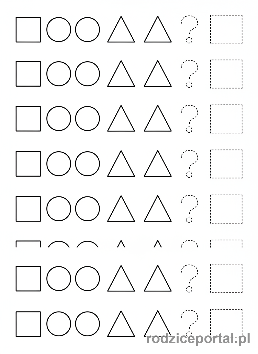 Kolorowanka Zadania Dla Dzieci - Uzupełnij wzór kształty