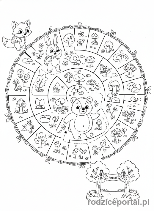Kolorowanka Zadania Logiczne Pdf - Zwierzęta w labiryncie