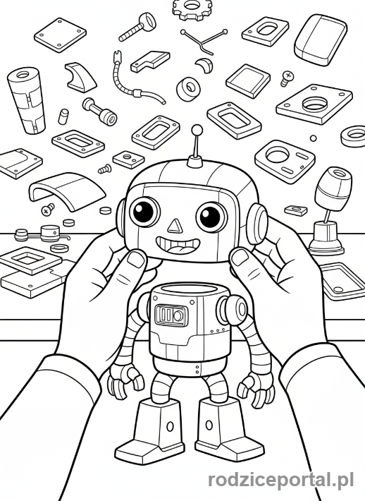 Kolorowanka Zadania Przestrzenne - Montaż robota