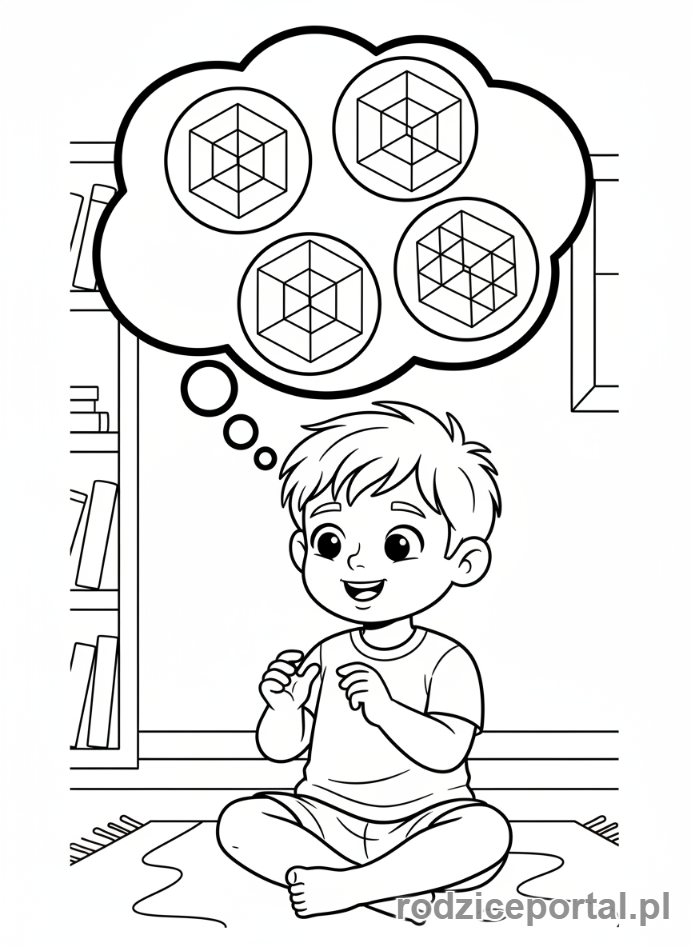 Kolorowanka Zadania Przestrzenne - Wizualizacja obrotu 3D