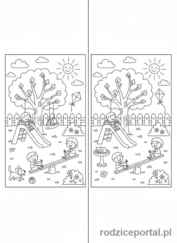 Kolorowanka Zadania Przestrzenne - Zadanie 'Znajdź różnice'