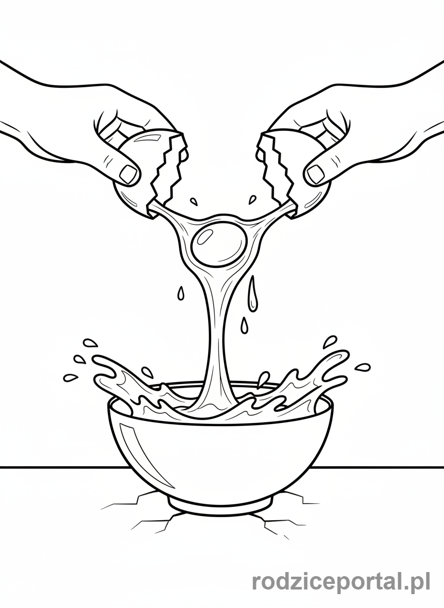 Kolorowanka Zagadki - Jajko rozbijane do miski