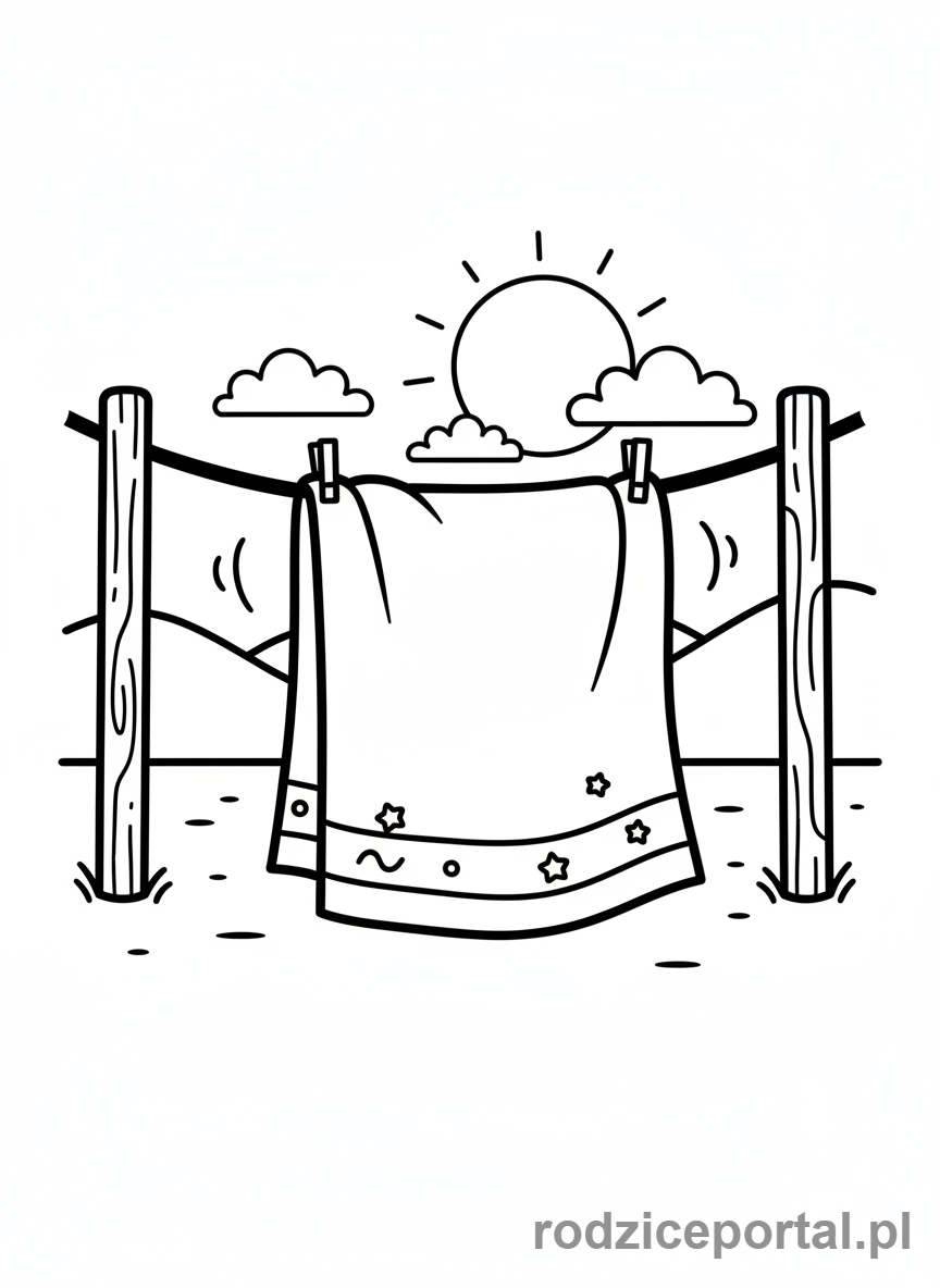 Kolorowanka Zagadki - Ręcznik na sznurku