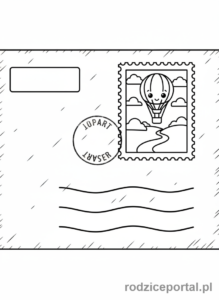 Kolorowanka Zagadki - Znaczek pocztowy na kopercie