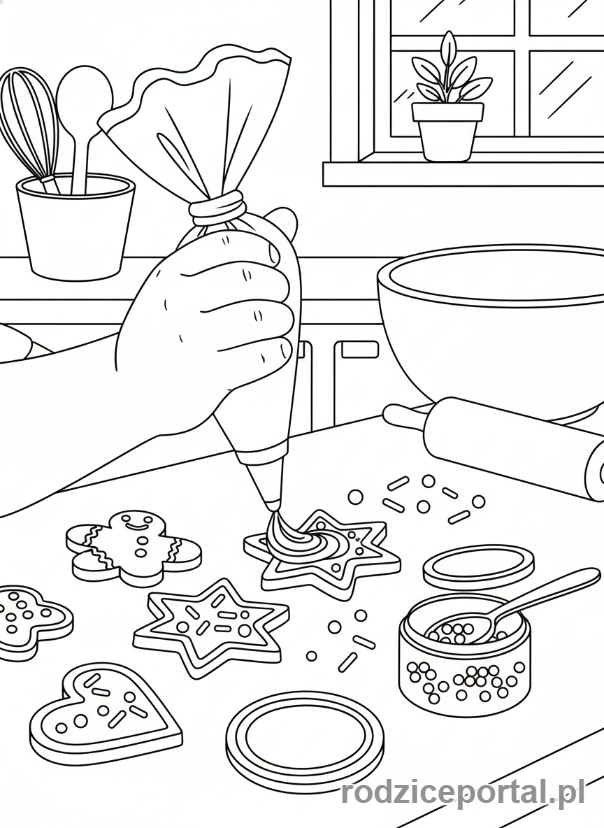 Kolorowanka Zainteresowania - Dziecko piekące ciasteczka