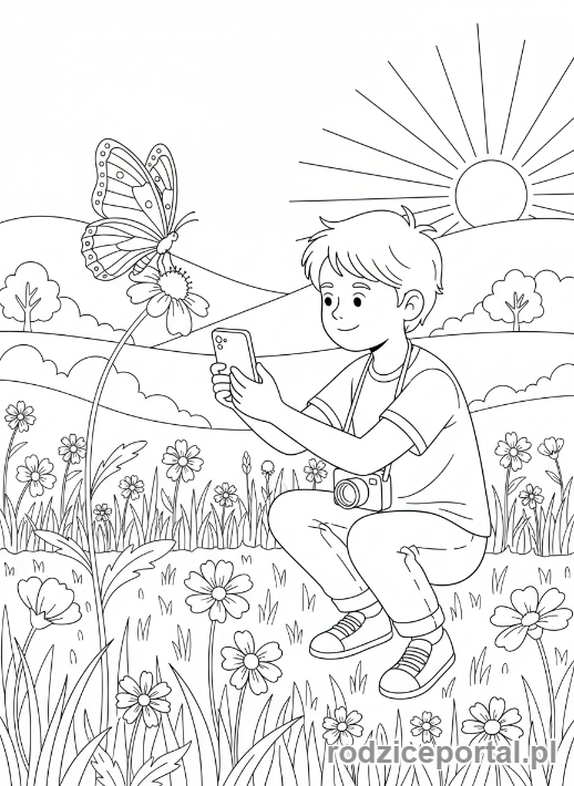 Kolorowanka Zainteresowania - Fotograf robiący zdjęcia