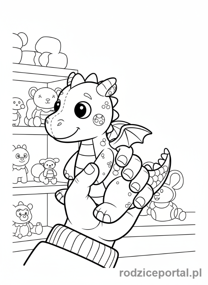 Kolorowanka Zakupy Z Dzieckiem - Zbliżenie na dłoń dziecka trzymającą małą zabawkę