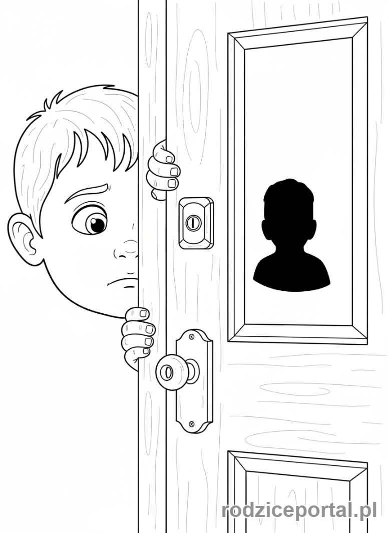 Kolorowanka Zasady Bezpieczeństwa - Nie otwieraj obcym