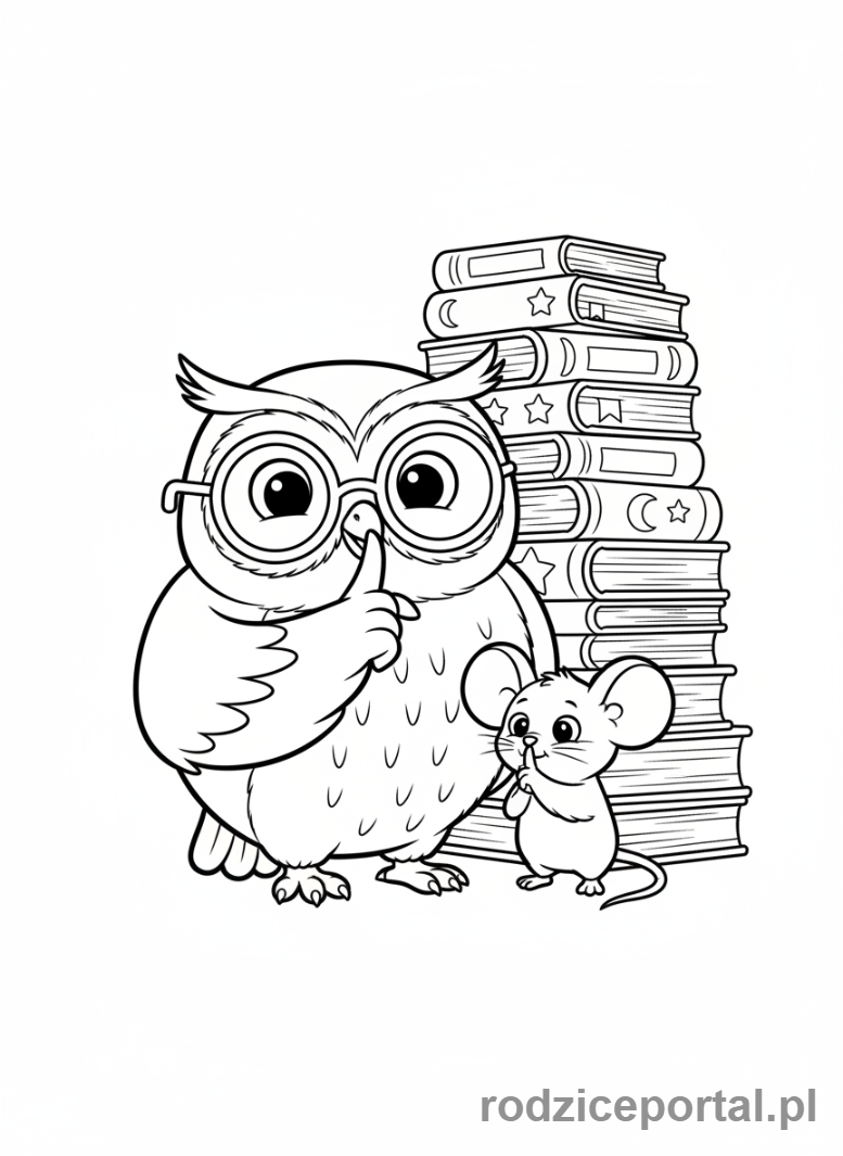 Kolorowanka Zasady - Cisza w bibliotece