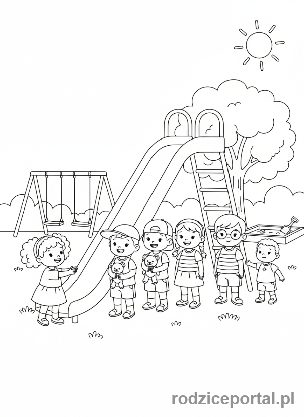 Kolorowanka Zasady - Czekanie w kolejce