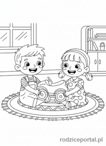 Kolorowanka Zasady - Dzielenie sie zabawkami