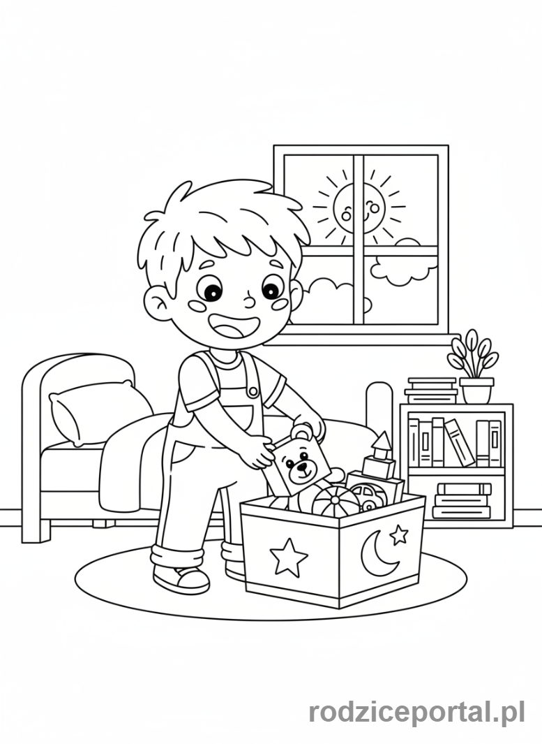 Kolorowanka Zasady - Sprzatanie pokoju