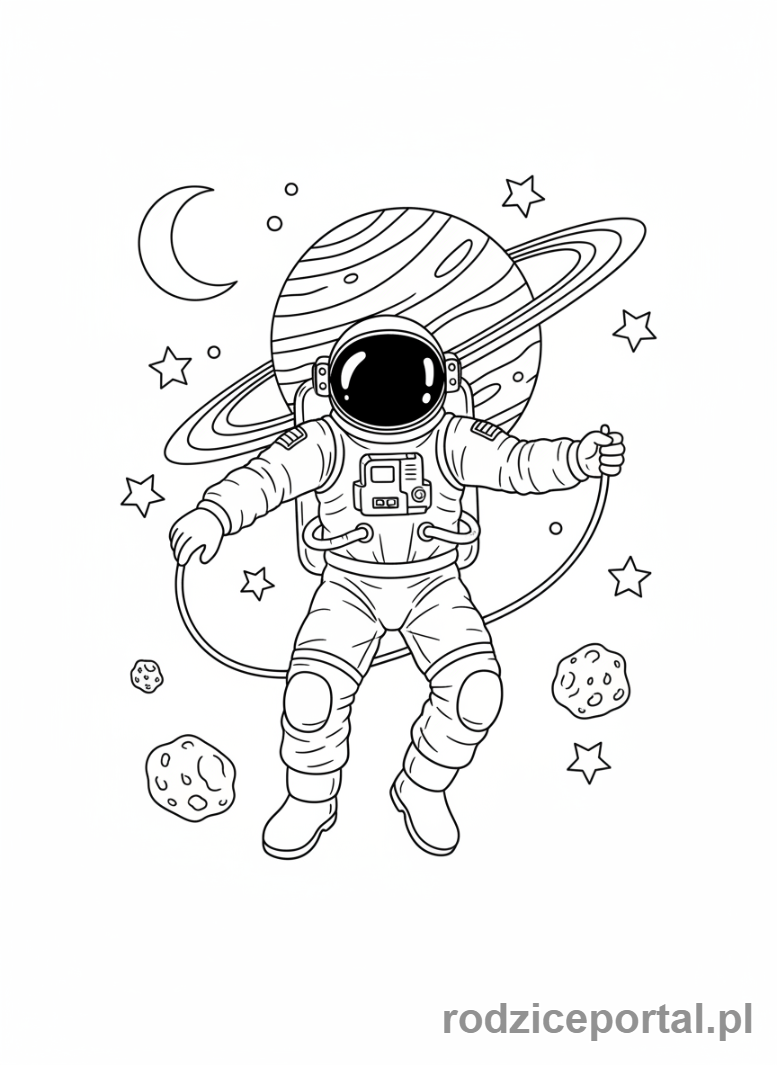 Kolorowanka Zawody Dla Dzieci - Astronauta w kosmosie