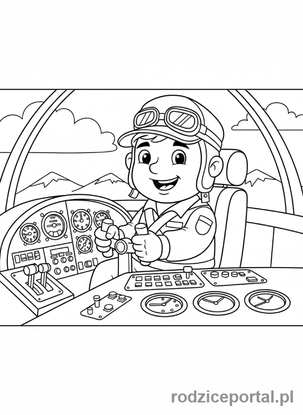 Kolorowanka Zawody - Pilot w kokpicie samolotu