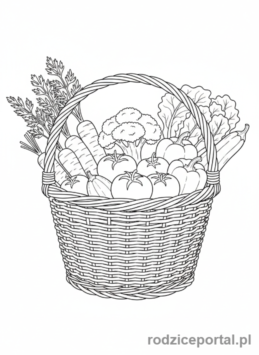 Kolorowanka Zdrowe Jedzenie - Kosz warzyw
