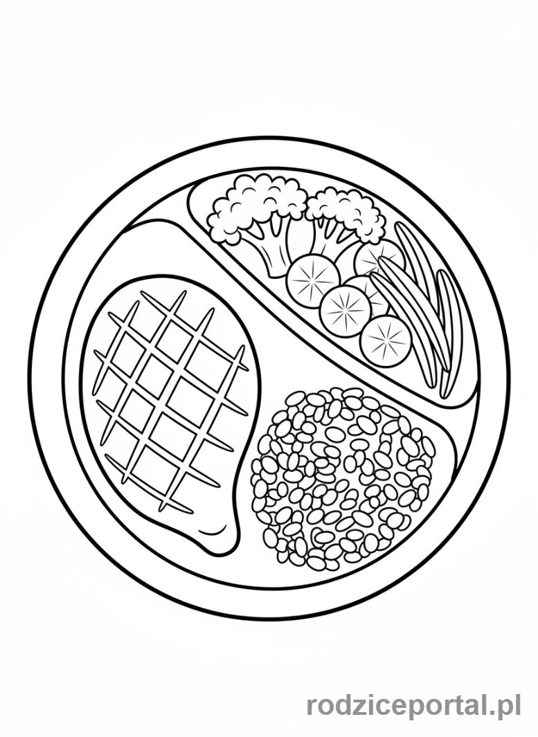 Kolorowanka Zdrowe Jedzenie - Zrównoważony posiłek
