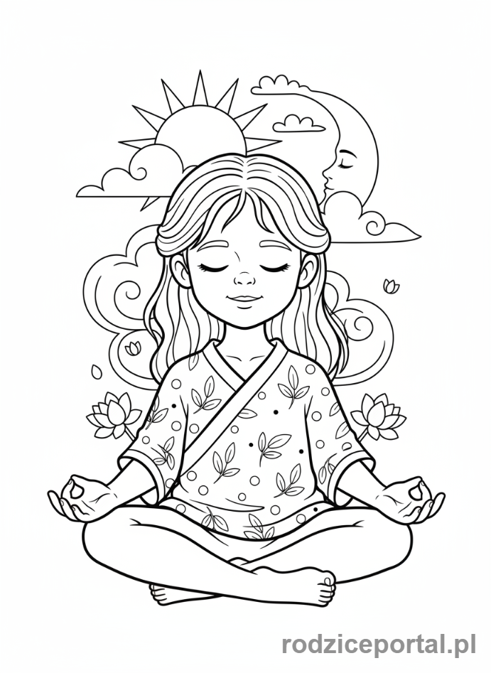 Kolorowanka Zdrowe Nawyki - Dziecko medytuje w spokoju