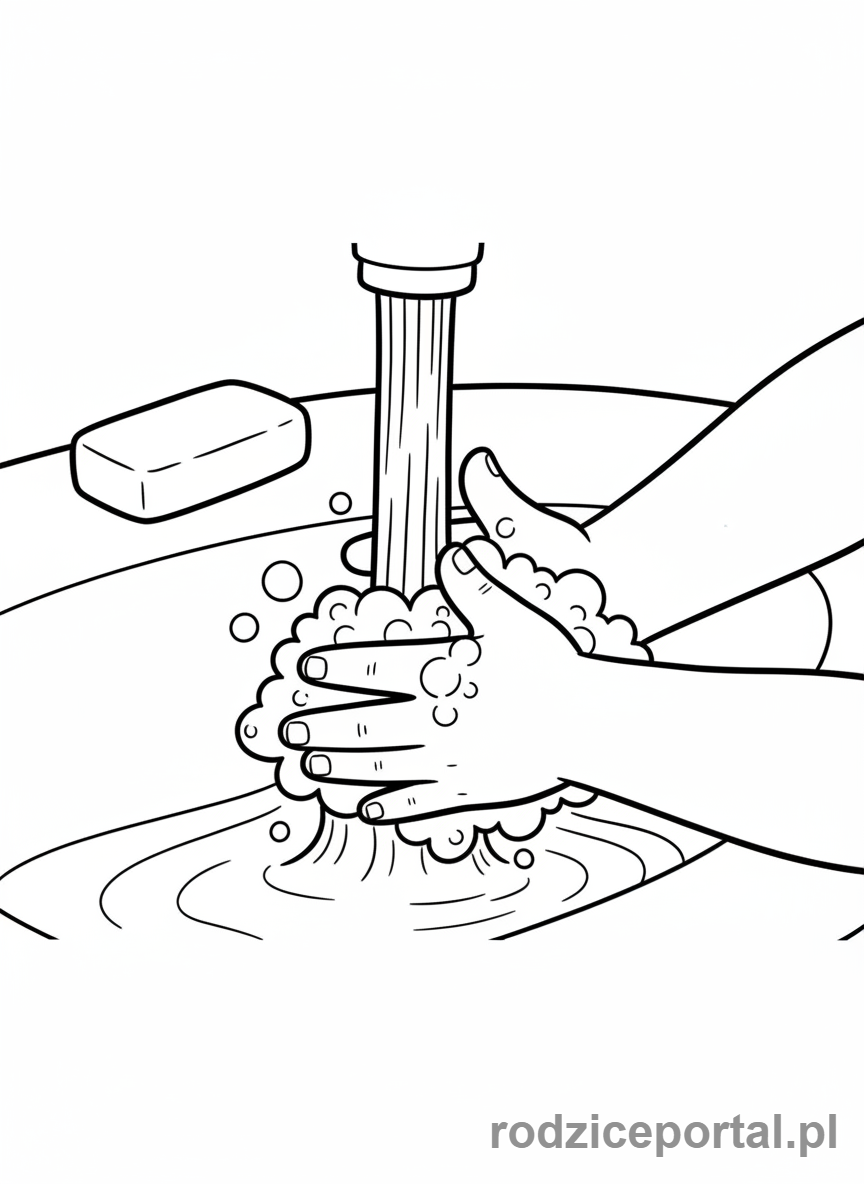 Kolorowanka Zdrowie - Dziecko myjące ręce mydłem