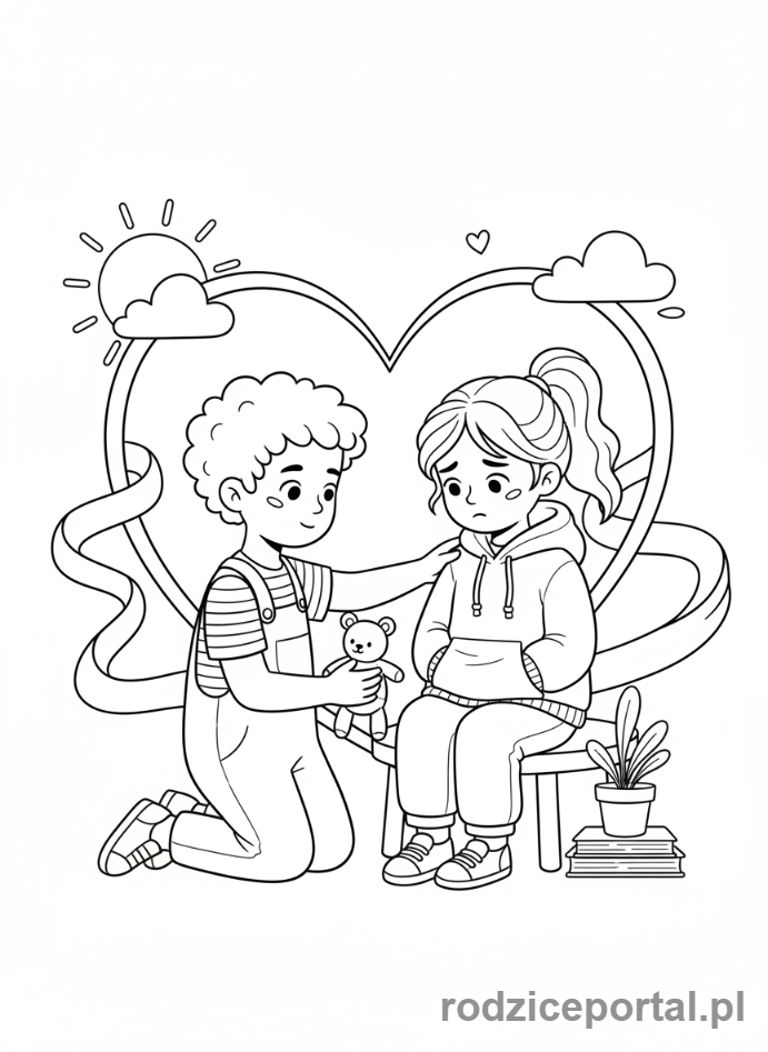 Kolorowanka Zdrowie Psychiczne Dzieci - Dzieci Pomagają