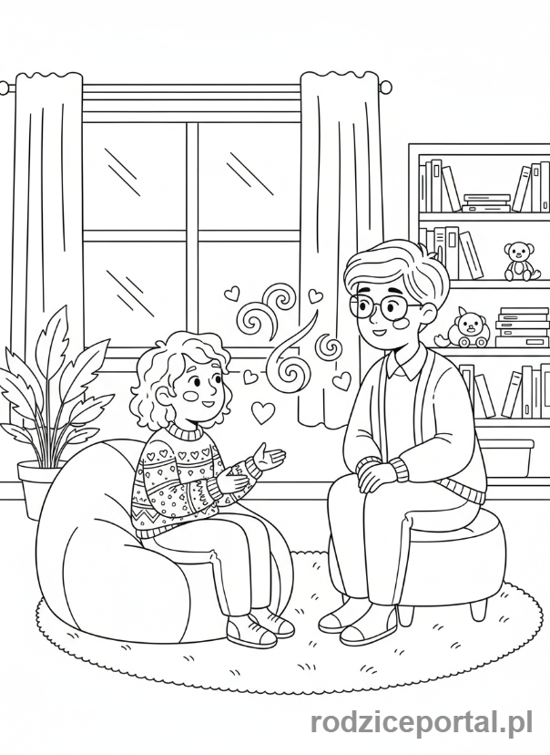 Kolorowanka Zdrowie Psychiczne Dzieci - Dziecko Rozmawia