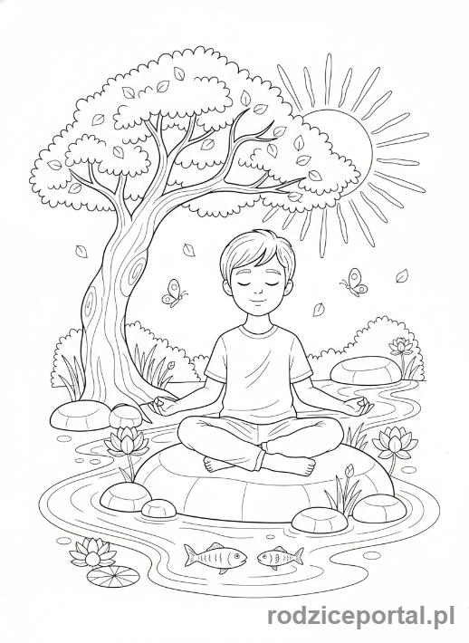 Kolorowanka Zdrowie Psychiczne Dzieci - Spokojna Medytacja