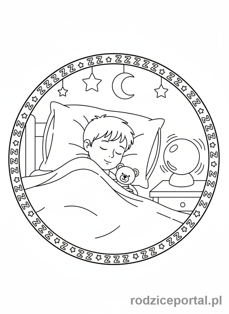 Kolorowanka Zdrowie Psychiczne Dzieci - Spokojny Sen
