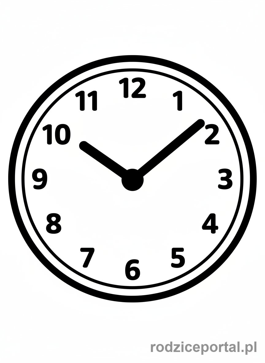 Kolorowanka Zegar Ćwiczenia - Duży zegar analogowy