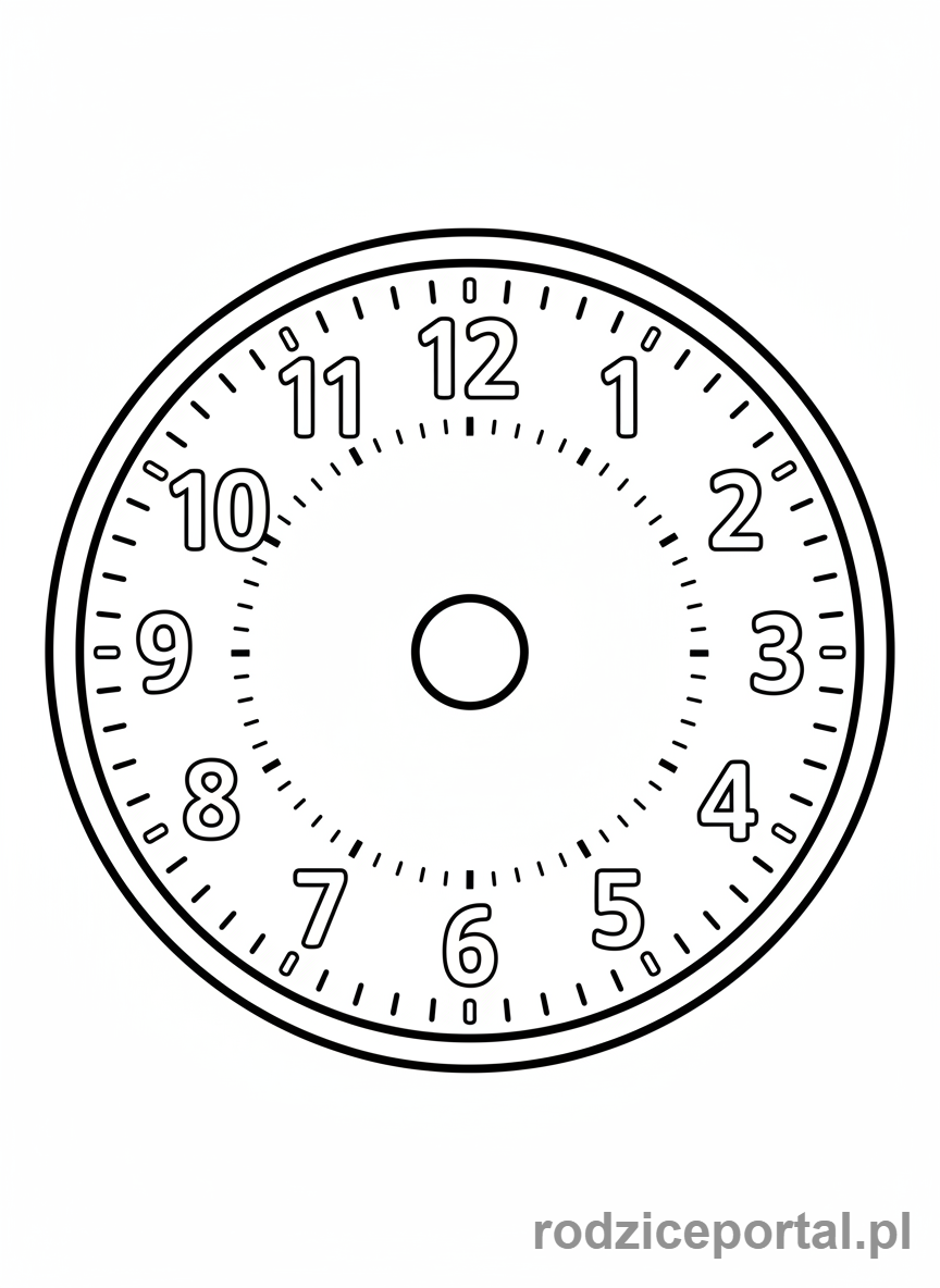 Kolorowanka Zegar Ćwiczenia - Zegar do narysowania wskazówek