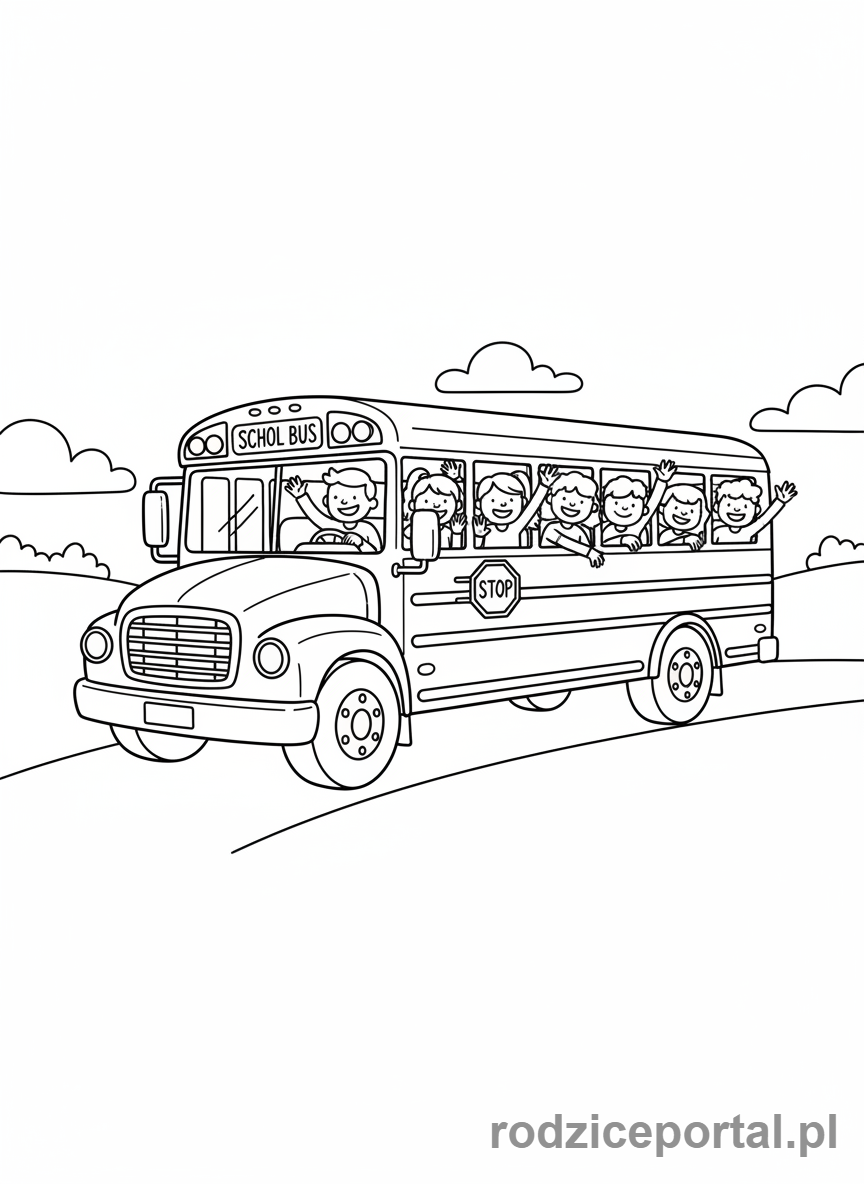 Kolorowanka Zerówka - Autobus szkolny