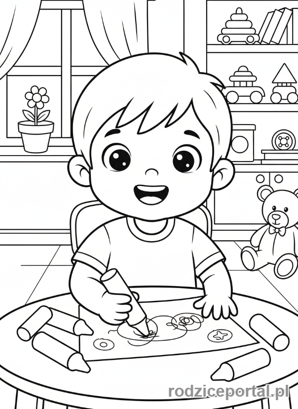 Kolorowanka Zerówka - Dziecko rysujące kredkami
