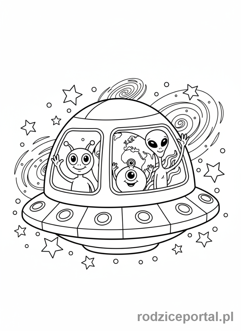 Kolorowanka Ziemia Planeta - Przyjaźni kosmici i Ziemia
