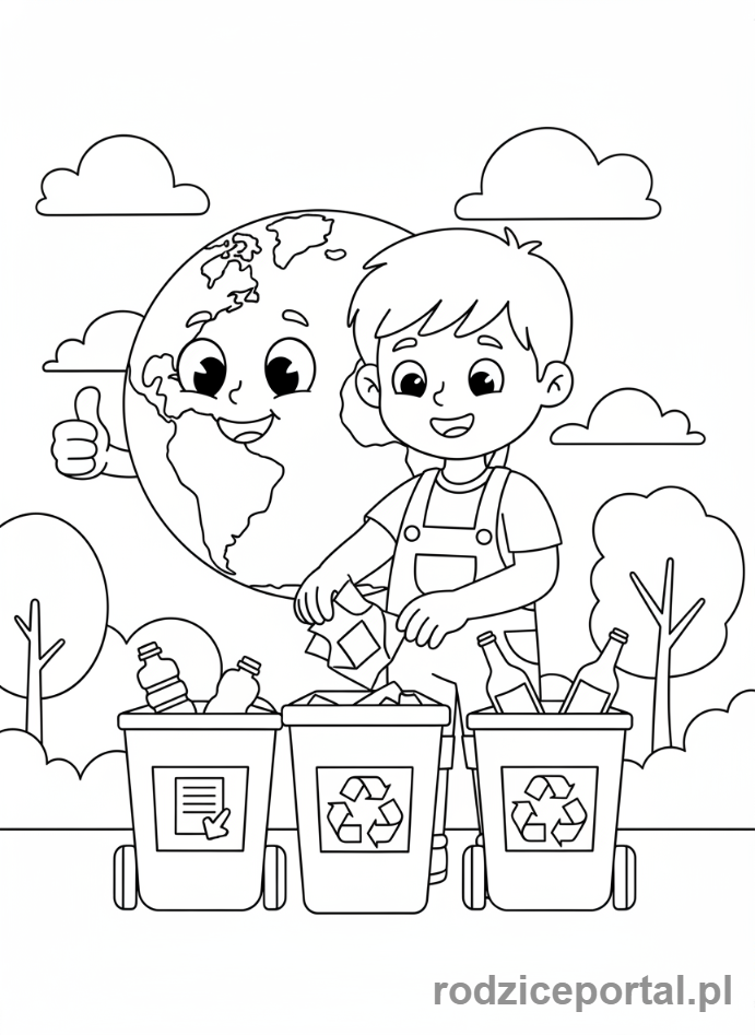 Kolorowanka Ziemia Planeta - Recykling dla Ziemi