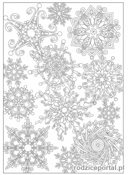 Kolorowanka Zima - Wzory płatków śniegu