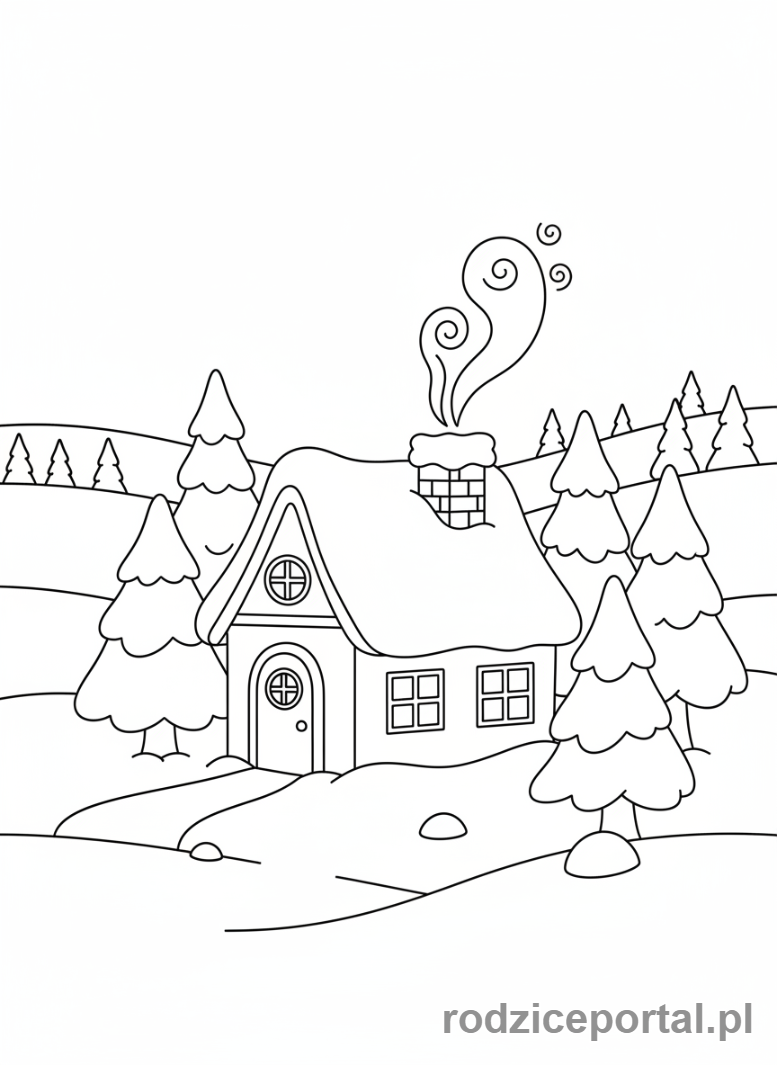 Kolorowanka Zima - Zimowy dom