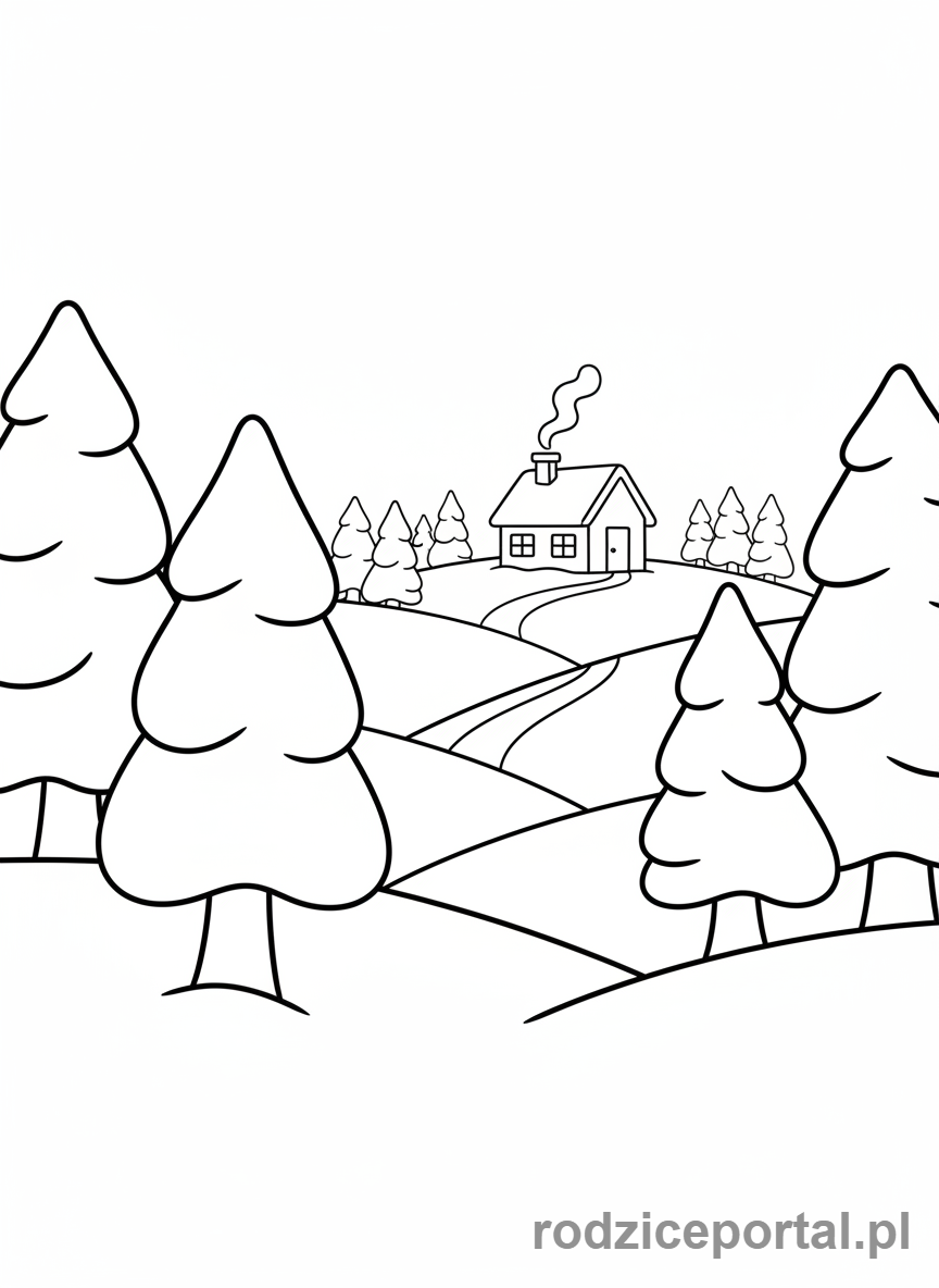 Kolorowanka Zmiany W Przyrodzie - Cichy zimowy krajobraz