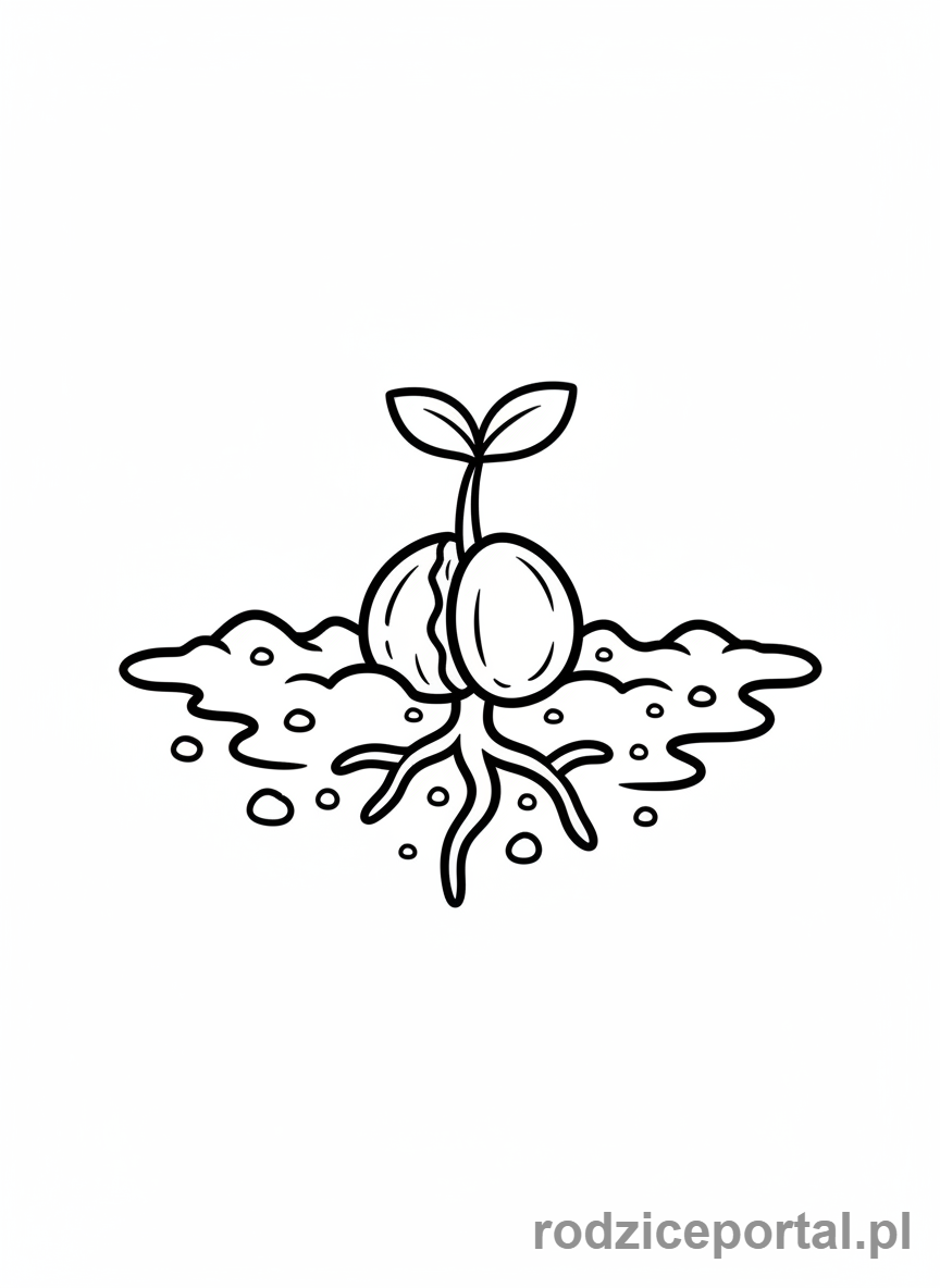 Kolorowanka Zmiany W Przyrodzie - Kiełkujące nasionko w ziemi