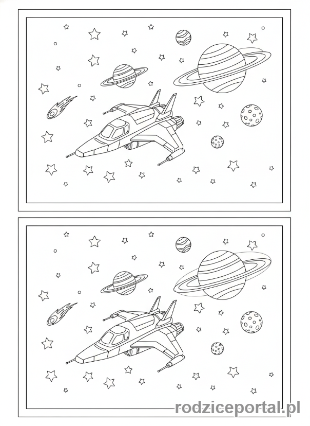 Kolorowanka Znajdź Różnice - Kosmiczna podróż