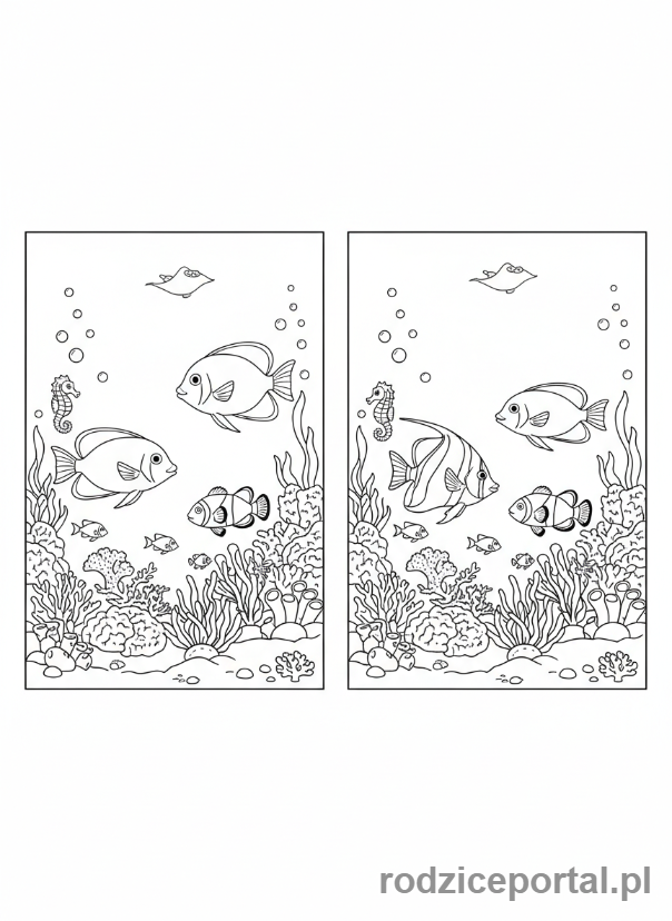 Kolorowanka Znajdź Różnice - Podwodny świat