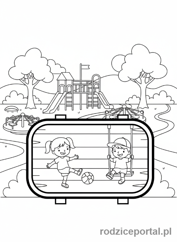 Kolorowanka Znaki Drogowe - Dzieci grajace