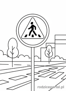 Kolorowanka Znaki Drogowe - Przejście dla pieszych