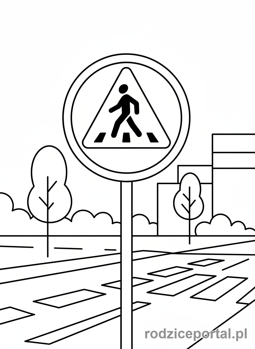 Kolorowanka Znaki Drogowe - Przejście dla pieszych