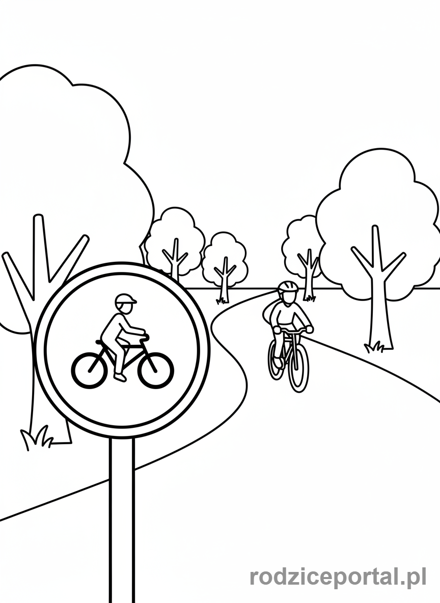 Kolorowanka Znaki Drogowe - Znak Droga dla rowerow