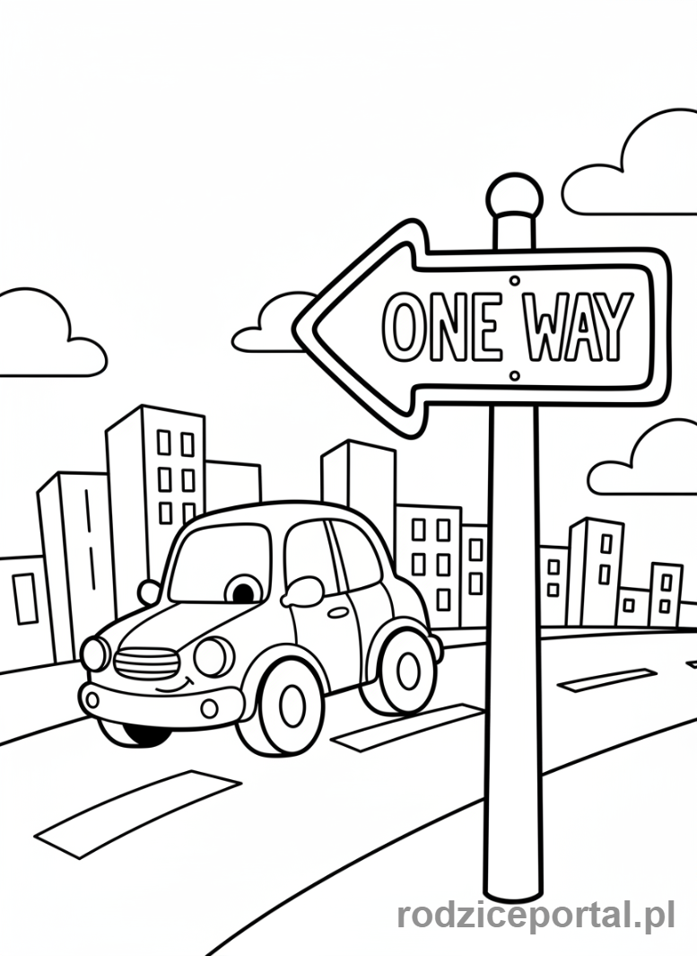 Kolorowanka Znaki Drogowe - Znak Droga jednokierunkowa