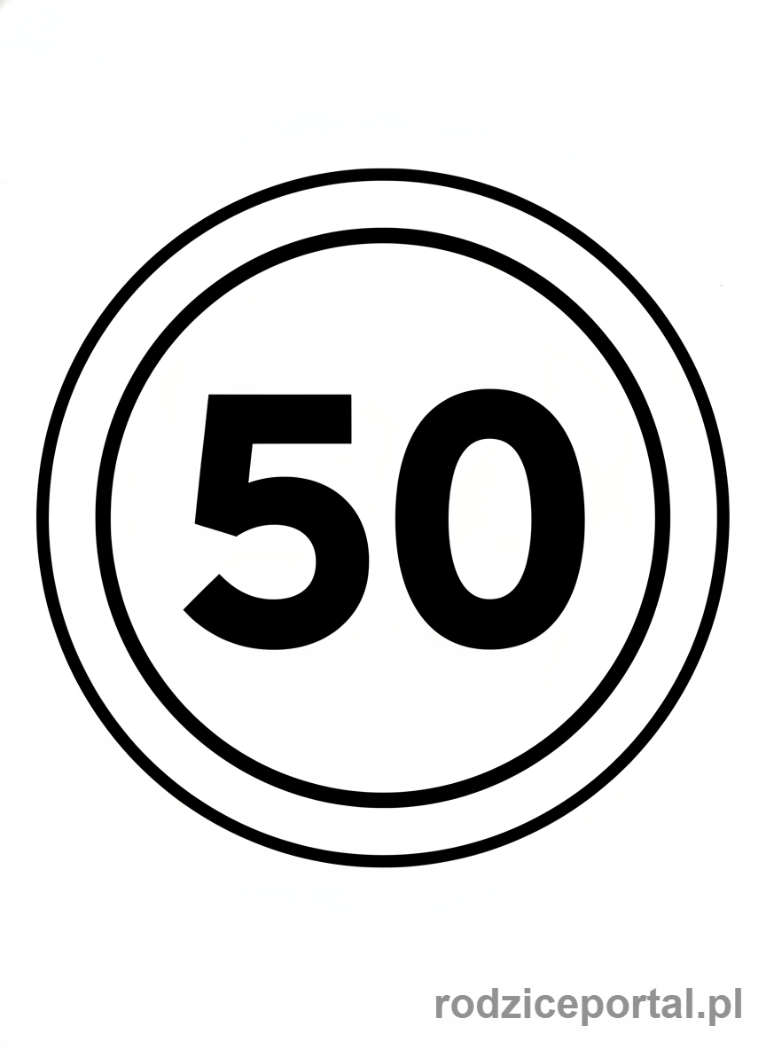 Kolorowanka Znaki Drogowe - Znak Ograniczenie predkosci