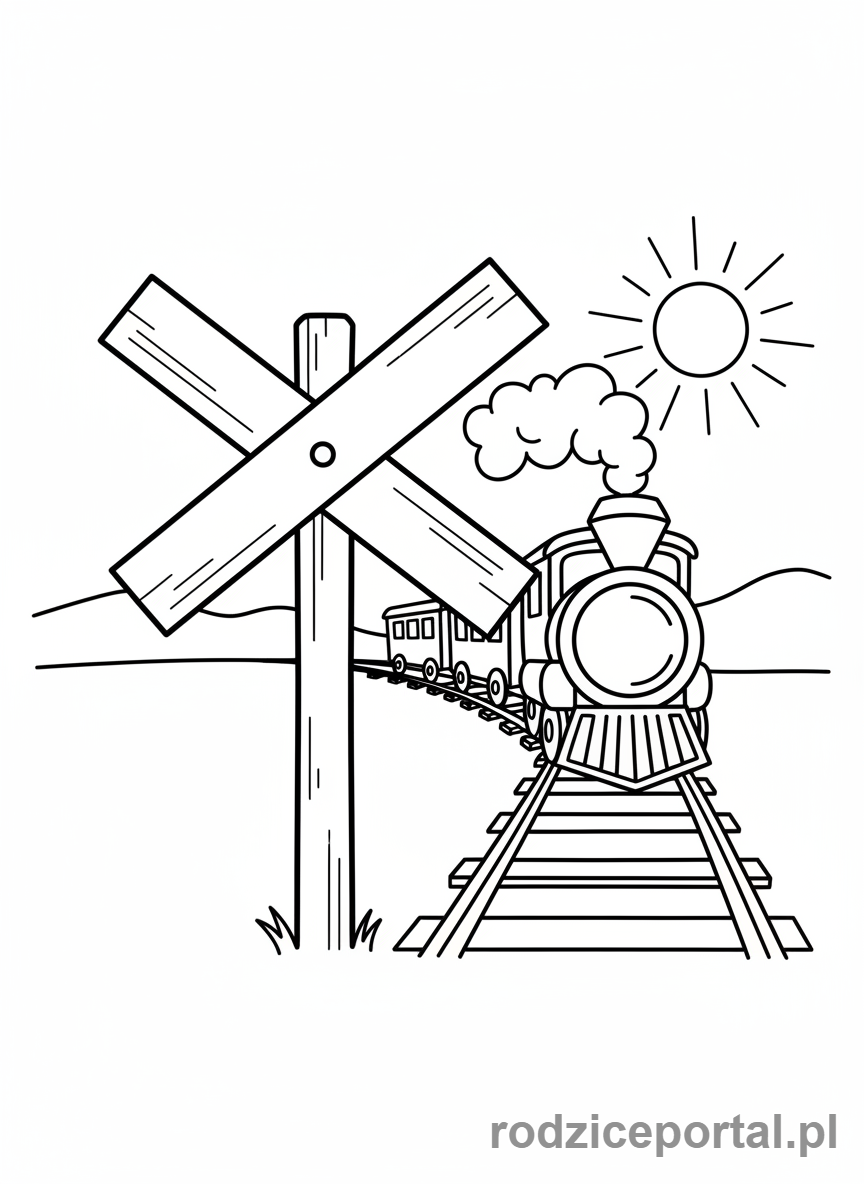 Kolorowanka Znaki Drogowe - Znak Przejazd kolejowy