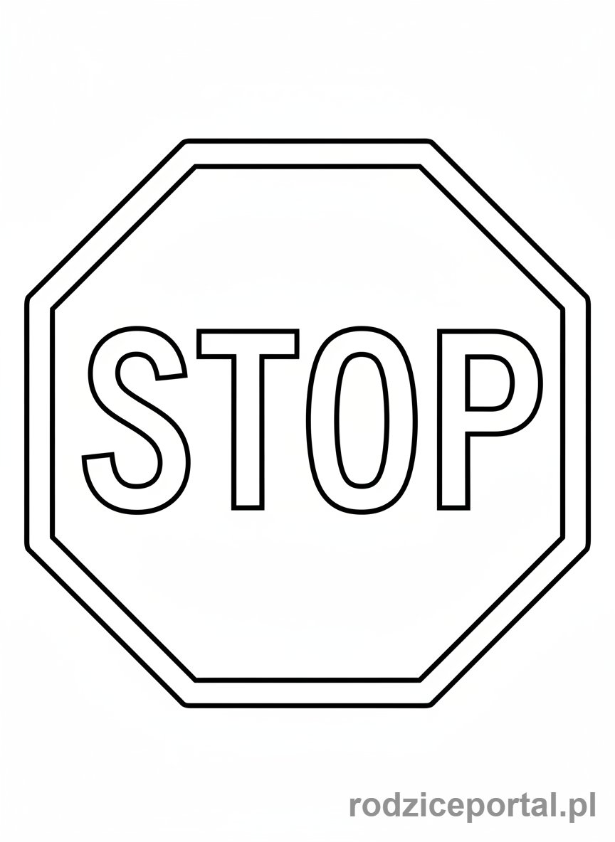 Kolorowanka Znaki Drogowe - Znak Stop