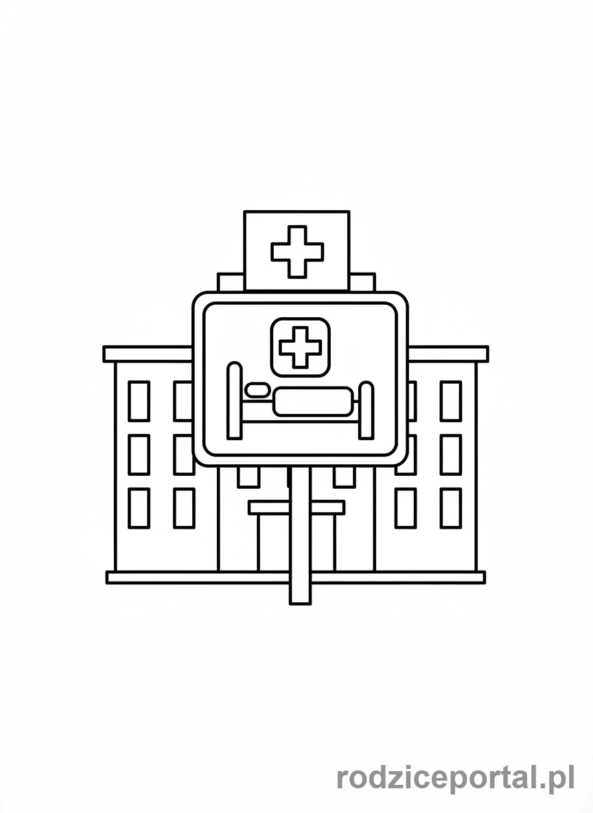 Kolorowanka Znaki Drogowe - Znak Szpital