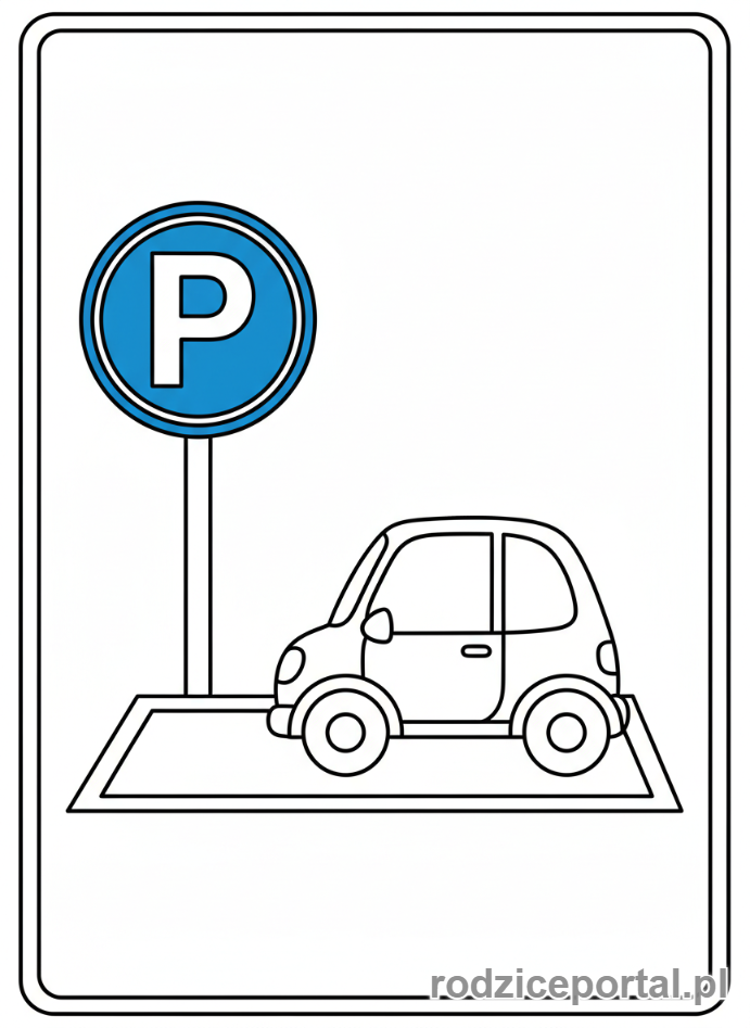 Kolorowanka Znaki Informacyjne - Znak parking