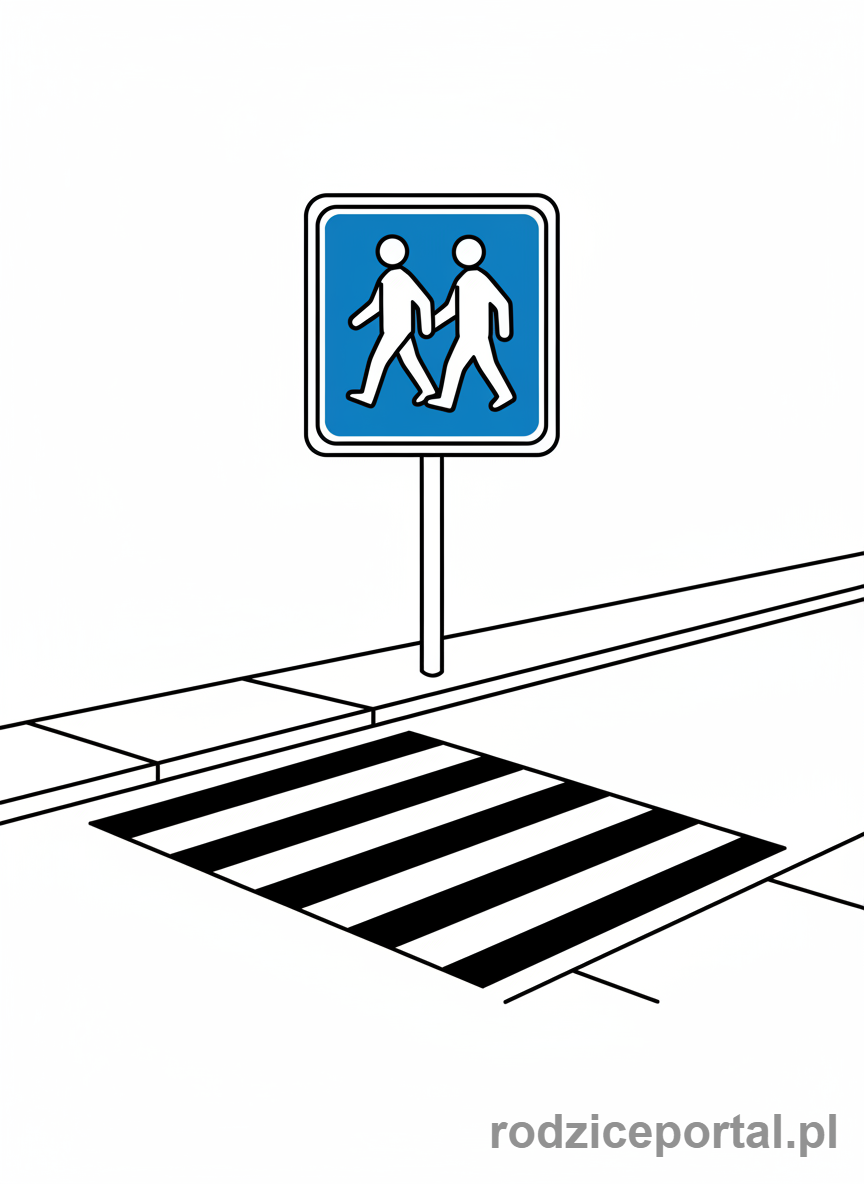 Kolorowanka Znaki Informacyjne - Znak przejścia dla pieszych